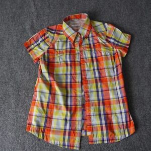 Columbia Omni-Shade Plaid Button-Up Shirt Women's Medium Short Sleeve